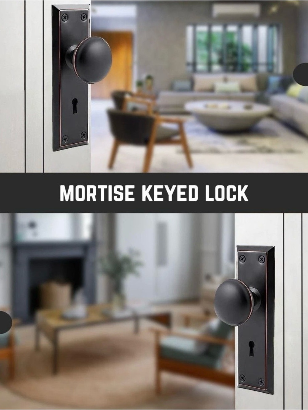 Entry Mortise Lockset Black Door Knob Set - Picture 9 of 9